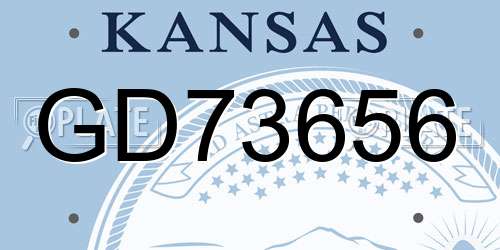 GD73656 Kansas License Plate