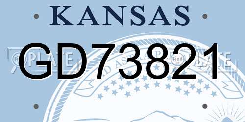 GD73821 Kansas License Plate