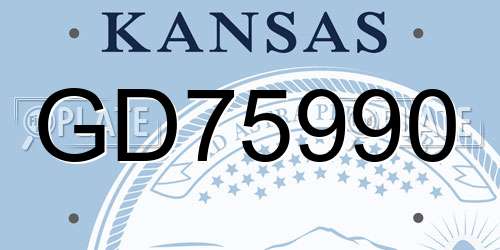 GD75990 Kansas License Plate