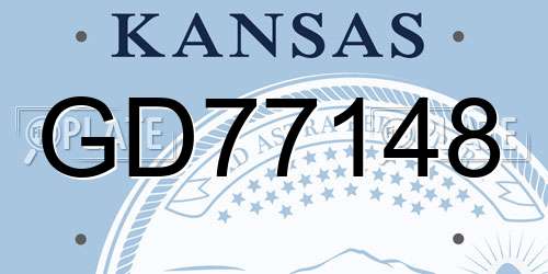 GD77148 Kansas License Plate