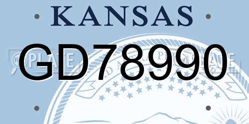 GD78990 Kansas License Plate