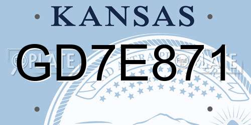 GD7E871 Kansas License Plate