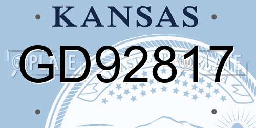 GD92817 Kansas License Plate