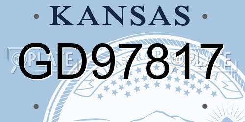 GD97817 Kansas License Plate