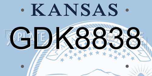 GDK8838 Kansas License Plate