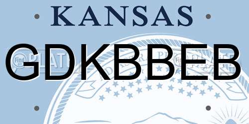 GDKBBEB Kansas License Plate
