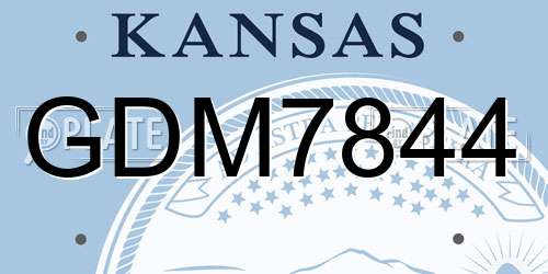 GDM7844 Kansas License Plate