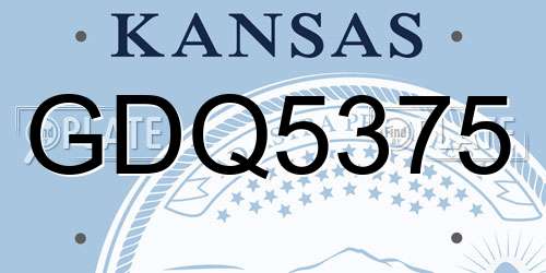 GDQ5375 Kansas License Plate