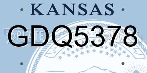 GDQ5378 Kansas License Plate