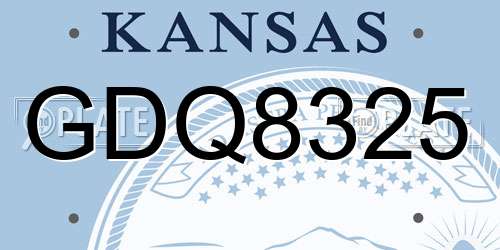 GDQ8325 Kansas License Plate
