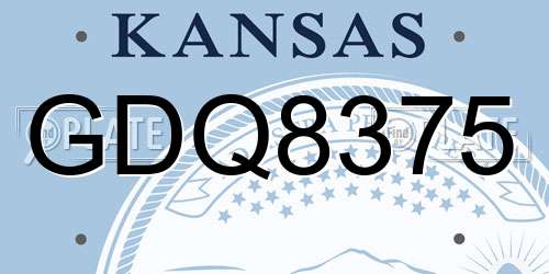 GDQ8375 Kansas License Plate