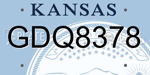 GDQ8378 Kansas License Plate