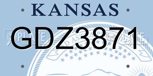 GDZ3871 Kansas License Plate
