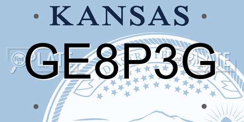 GE8P3G Kansas License Plate