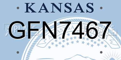 GFN7467 Kansas License Plate