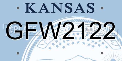 GFW2122 Kansas License Plate