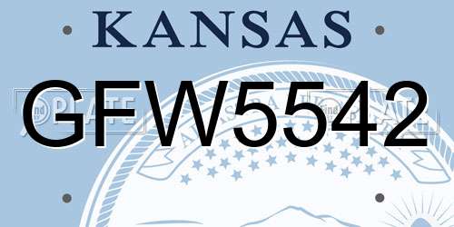 GFW5542 Kansas License Plate