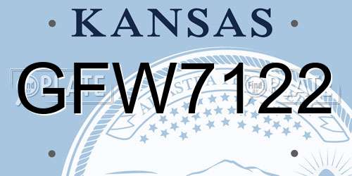 GFW7122 Kansas License Plate