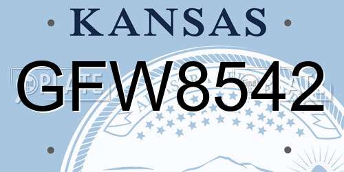 GFW8542 Kansas License Plate