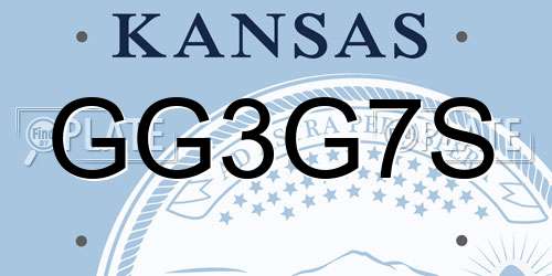 GG3G7S Kansas License Plate