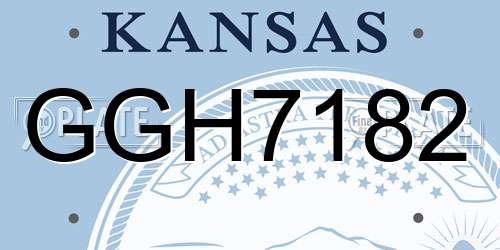 GGH7182 Kansas License Plate