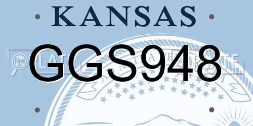 GGS948 Kansas License Plate