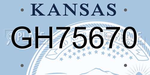 GH75670 Kansas License Plate