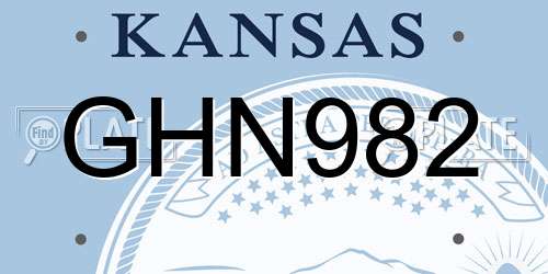 GHN982 Kansas License Plate