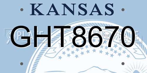 GHT8670 Kansas License Plate