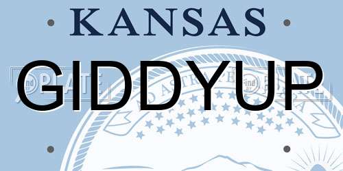 GIDDYUP Kansas License Plate