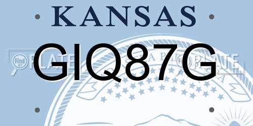 GIQ87G Kansas License Plate
