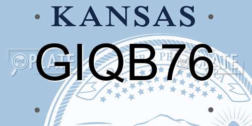 GIQB76 Kansas License Plate