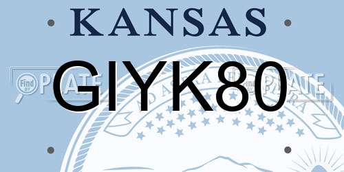 GIYK80 Kansas License Plate