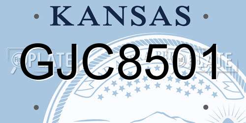 GJC8501 Kansas License Plate