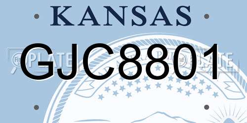 GJC8801 Kansas License Plate