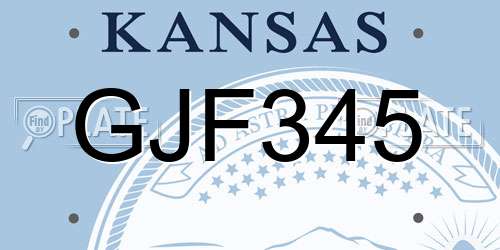 GJF345 Kansas License Plate