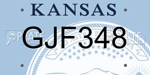 GJF348 Kansas License Plate