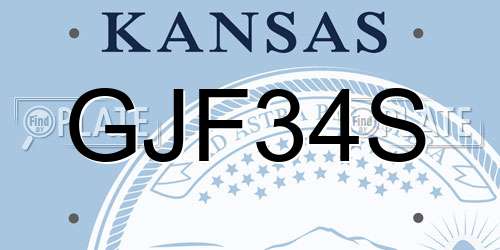 GJF34S Kansas License Plate