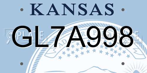 GL7A998 Kansas License Plate