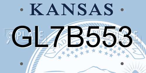 GL7B553 Kansas License Plate