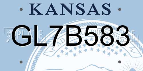 GL7B583 Kansas License Plate