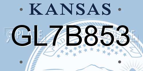 GL7B853 Kansas License Plate