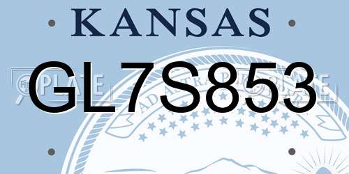 GL7S853 Kansas License Plate