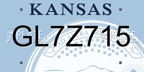 GL7Z715 Kansas License Plate