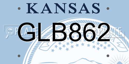 GLB862 Kansas License Plate