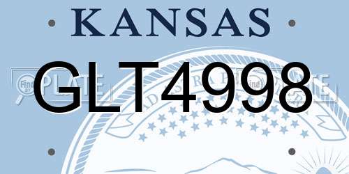 GLT4998 Kansas License Plate