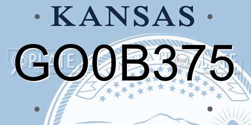 GO0B375 Kansas License Plate