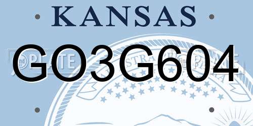 GO3G604 Kansas License Plate