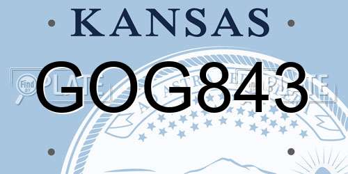 GOG843 Kansas License Plate