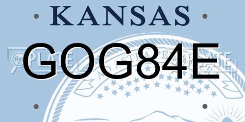 GOG84E Kansas License Plate